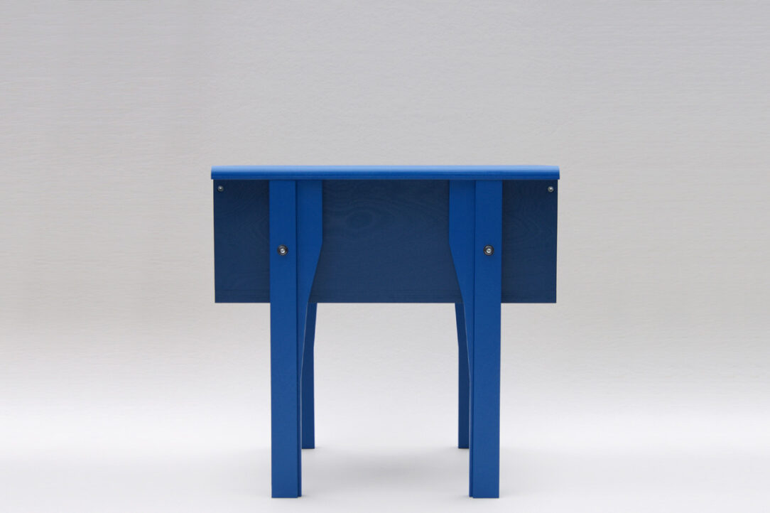 small blue wooden furniture with real wool felt